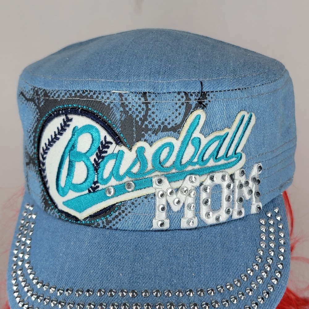 ``H25251 NWT Professional Style Rhinestone Baseball MOM Cadet Cap - Splash Light